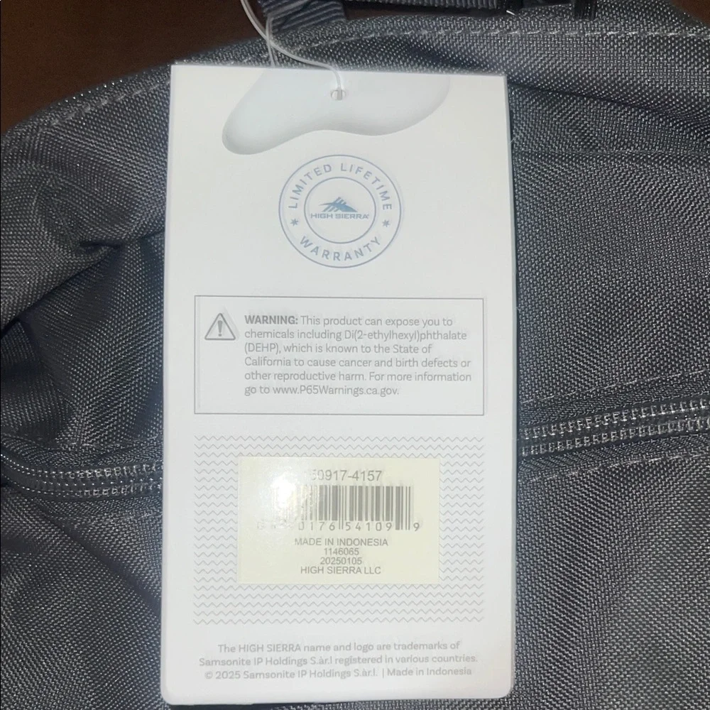 NEW High Sierra - Charcoal Backpack with pockets - retail $36